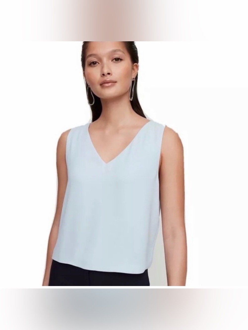 Babaton Light Blue V-Neck Sleeveless Women's Top Size S